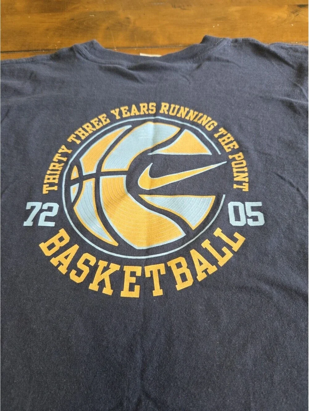 Vintage Y2K Nike Grey Tag Center Swoosh Basketball Shirt Navy Blue L